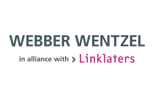 Logotipo de Webber Wentzel (en alianza con Linklaters) en sus colores de marca sobre fondo transparente.