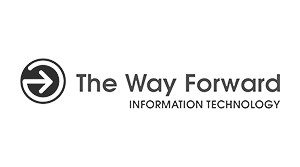 Logotipo de The Way Forward Information Technology en escala de grises sobre fondo transparente