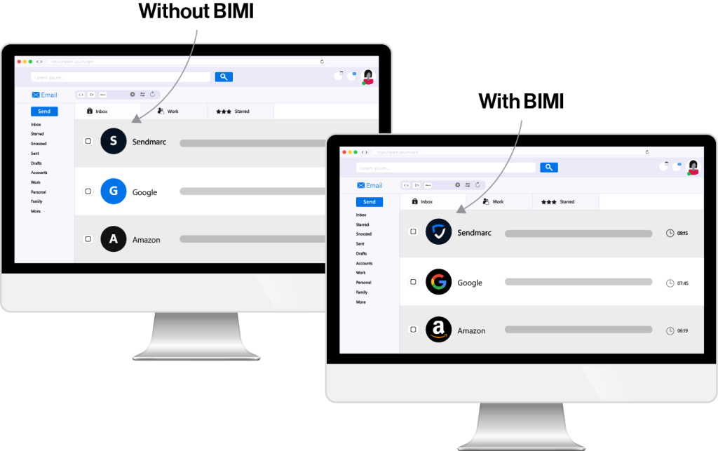 Comparisons Between Bimi And Non-Bimi Emails In A Desktop Inbox -5