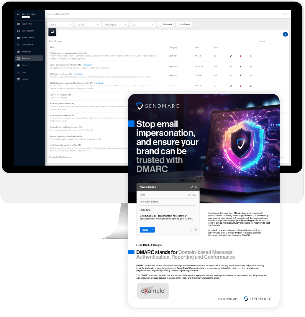 Sendmarc co-branded partner resources example