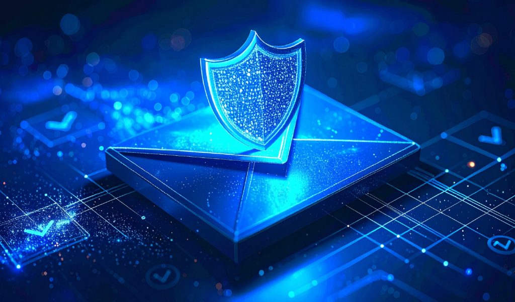 Digital Shield On An Email Representing Security