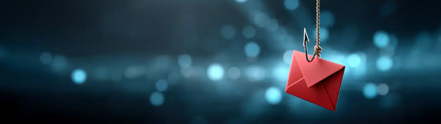 Red Envelope With A Hook To Show Email Phishing Concept