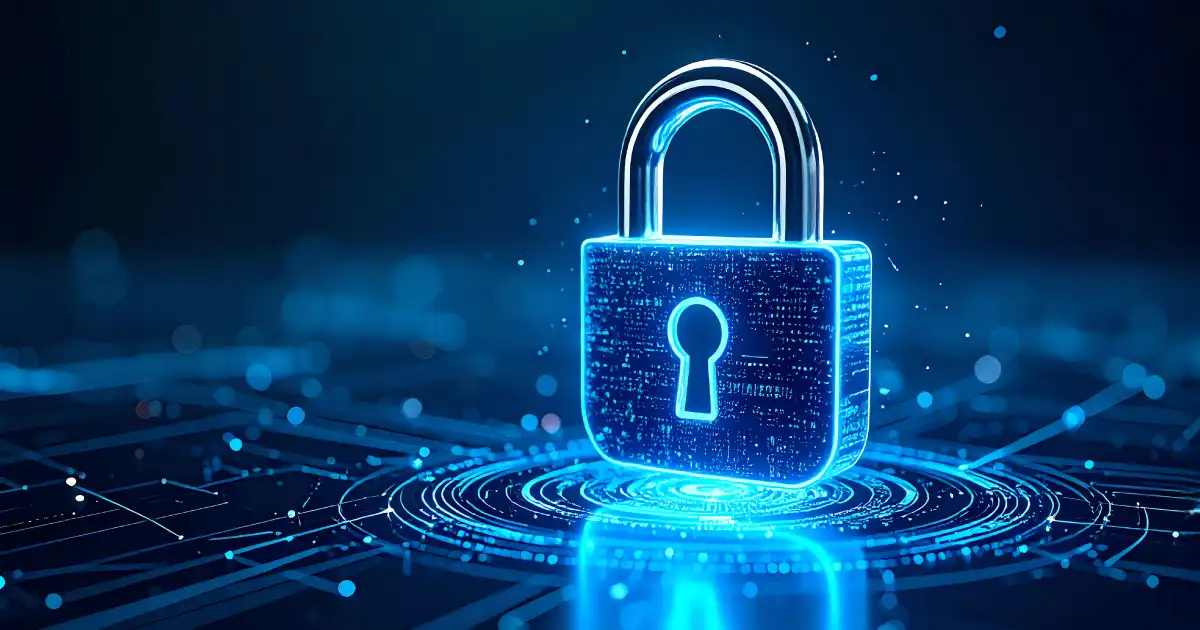Bright blue digital pad lock