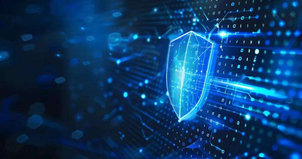 Digital Shield On A Data Background