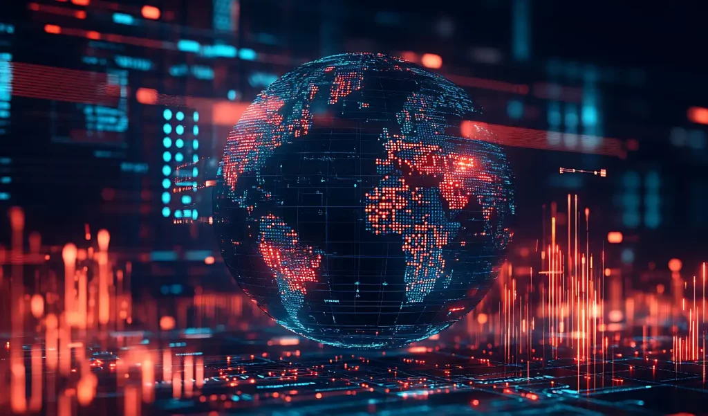 Red And Blue Digital Globe