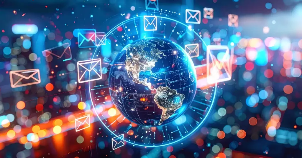 Globe Wiath Emails Floating Around It In Cyberspace