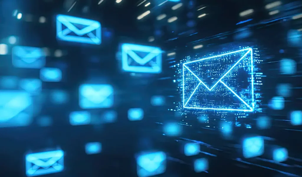 Digital Blue Email Icons Floating