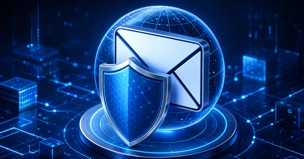 Shield over an email envelope in a digital environment