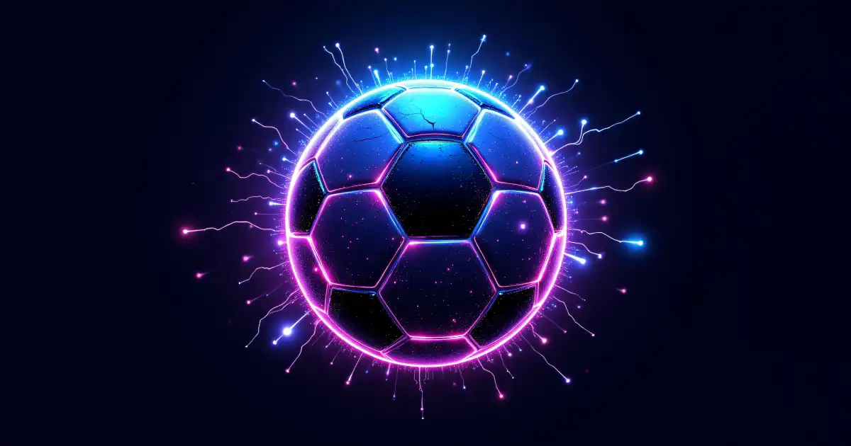Illuminated neon pink and blue soccer ball