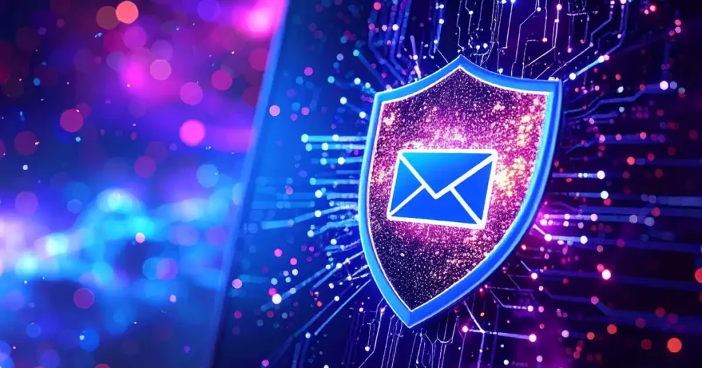 Email Envelope On A Digital Shield In Cyberspace