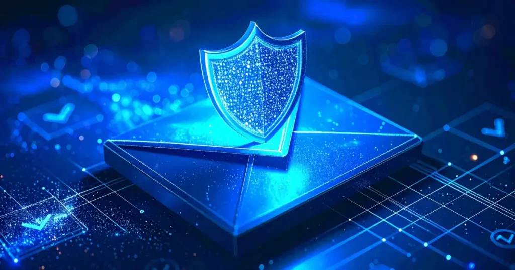Digital Shield On An Email Representing Security