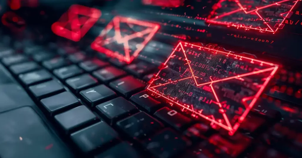 Red Digital Envelopes On A Keyboard