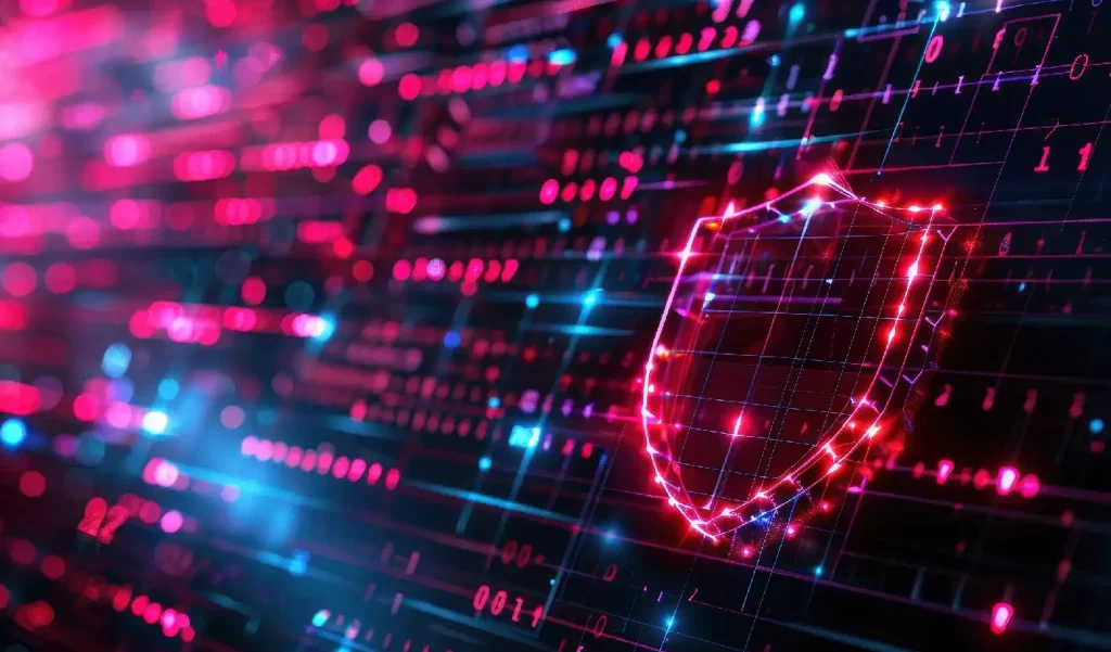 Digital Shield On Binary Background