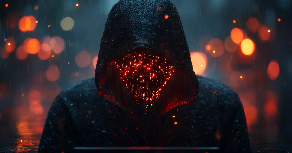 Digital hacker in hooded attire