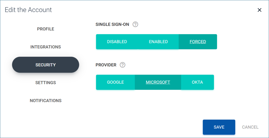 Sendmarc Single Sign-On (SSO) settings.