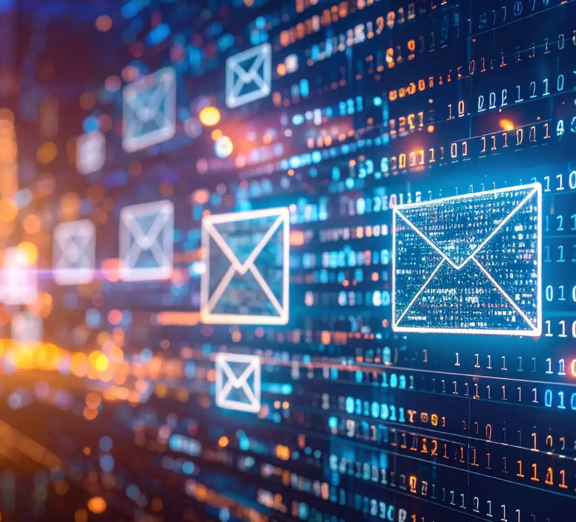 Email Envelopes Floating On A Bright Digital Space
