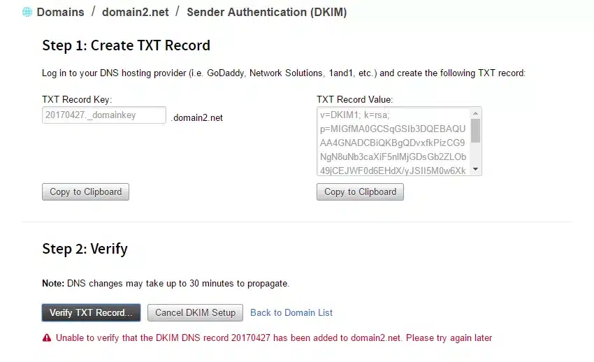 Rackspace Dkim Screenshot 1